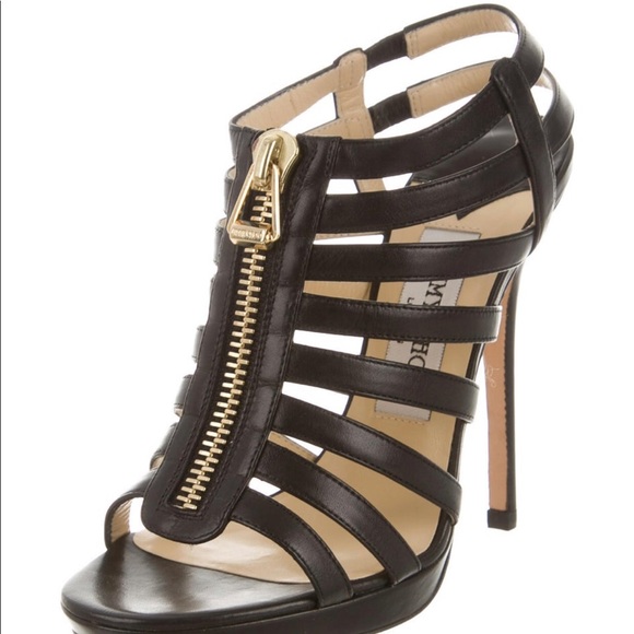 Jimmy Choo-Black Sandals with gold tone - Picture 2 of 4